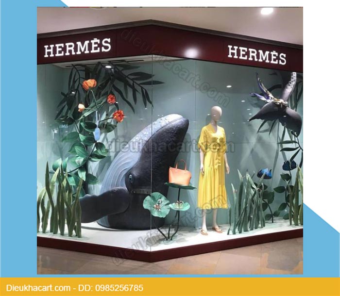  Mô hình cá voi xanh bằng xốp mút 3d trang trí cửa hàng thời trang tại hà nội
