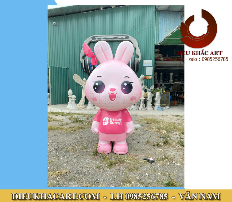  mô hình nhựa composites mascot thỏ 3d trang trí decor của hàng hà nội