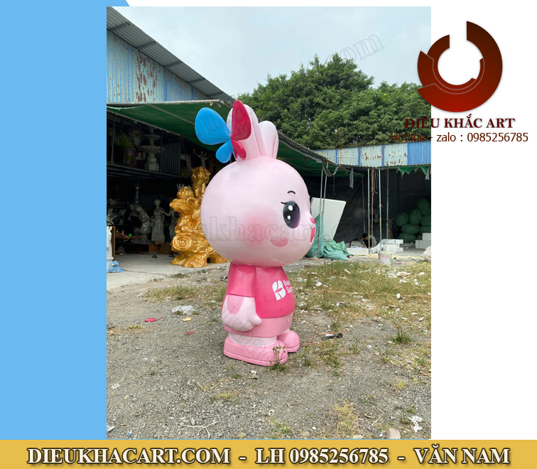  mô hình nhựa composites mascot thỏ 3d trang trí decor của hàng hà nội