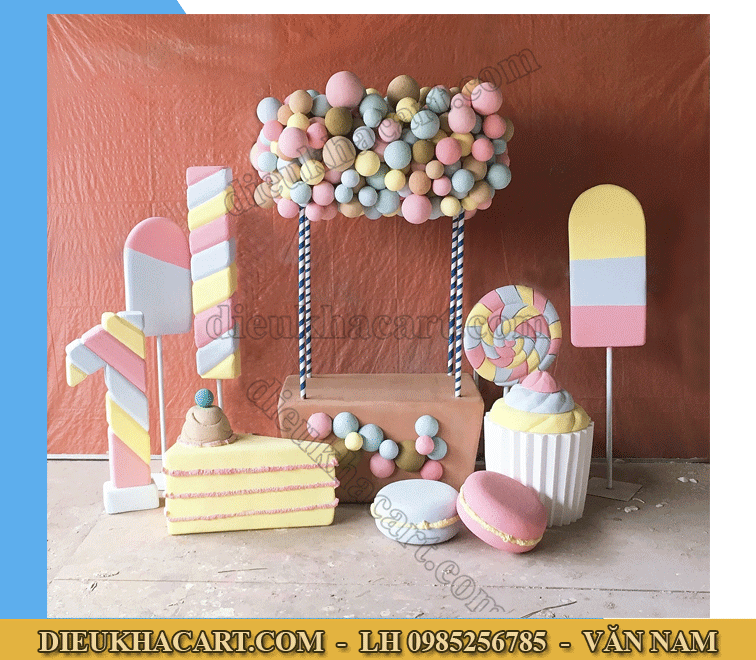 mô hình xốp mút 3d  bánh kẹo làm đạo cụ chụp ảnh , sinh nhật tại hà nội