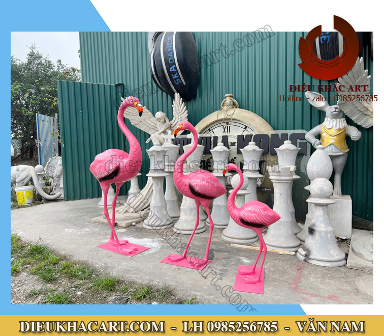  Mô hình hồng hạc bằng nhựa composites trang trí sân vườn 