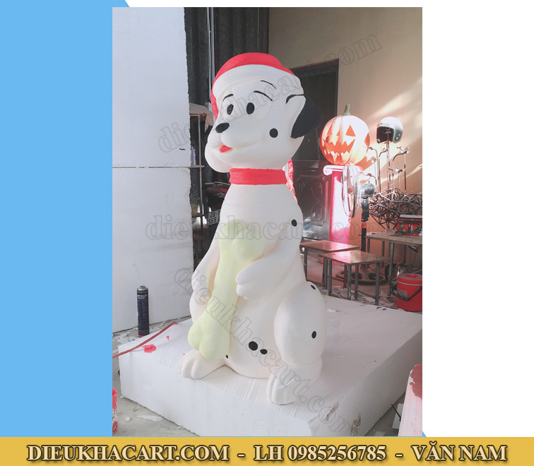 Mô hình xốp mút 3d chó đốm noel trang trí  của hàng tại hà nội-điêu khắc art