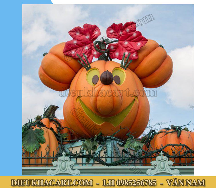 Mô hình xốp mút 3d trang trí halloween bí ngô chuột mickey