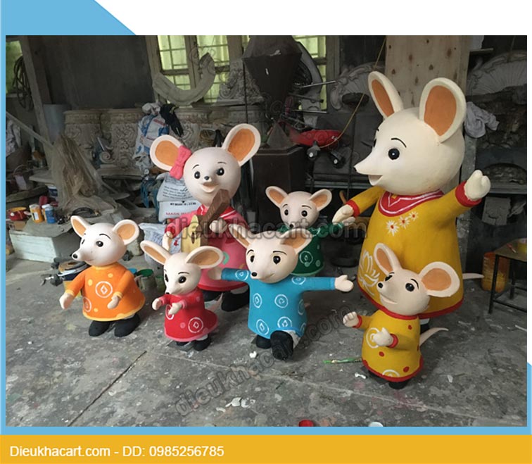 Mô hình xốp mút 3d gia đình chuột trang trí sự kiện-2020