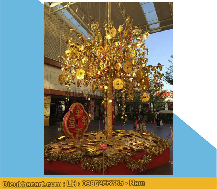 Mô hình cây mai vàng ,đồng tiền vàng bằng xốp mút 3d trang trí trung tâm thương mại 