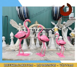 Mô hình hồng hạc bằng nhựa composites trang trí sân vườn 
